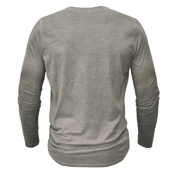 Dunkelblaues Herren Basic Sweatshirt, mit klassischer Knopfleiste und langen Ärmeln, vielseitige Freizeitbekleidung.
