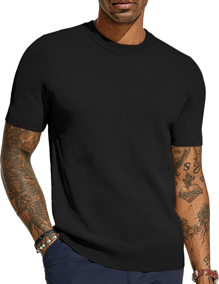 Eleganter Herren T-Shirt, slim fit, kurzarm, mit Rundhals. Atmungsaktiv & bequem für Freizeit und Sommer.