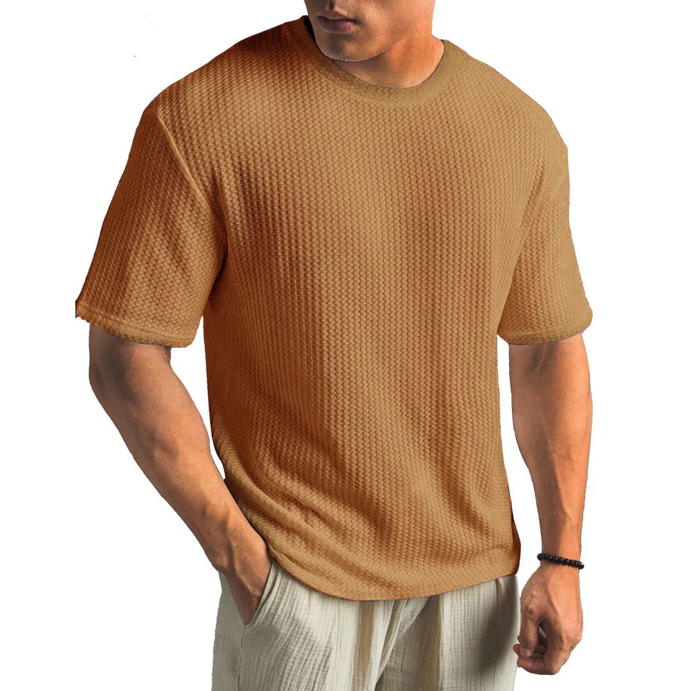 Vielseitiges Herren Basic T-Shirt mit Struktur, atmungsaktiv und alltagstauglich. Perfekt für Sommer und Freizeit.