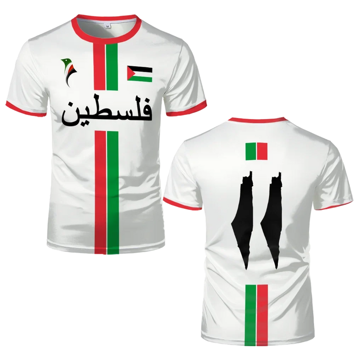 Zeige Unterstützung mit diesem Herren Palästina Fußballtrikot. Bequemes, atmungsaktives Sportshirt für Fans.