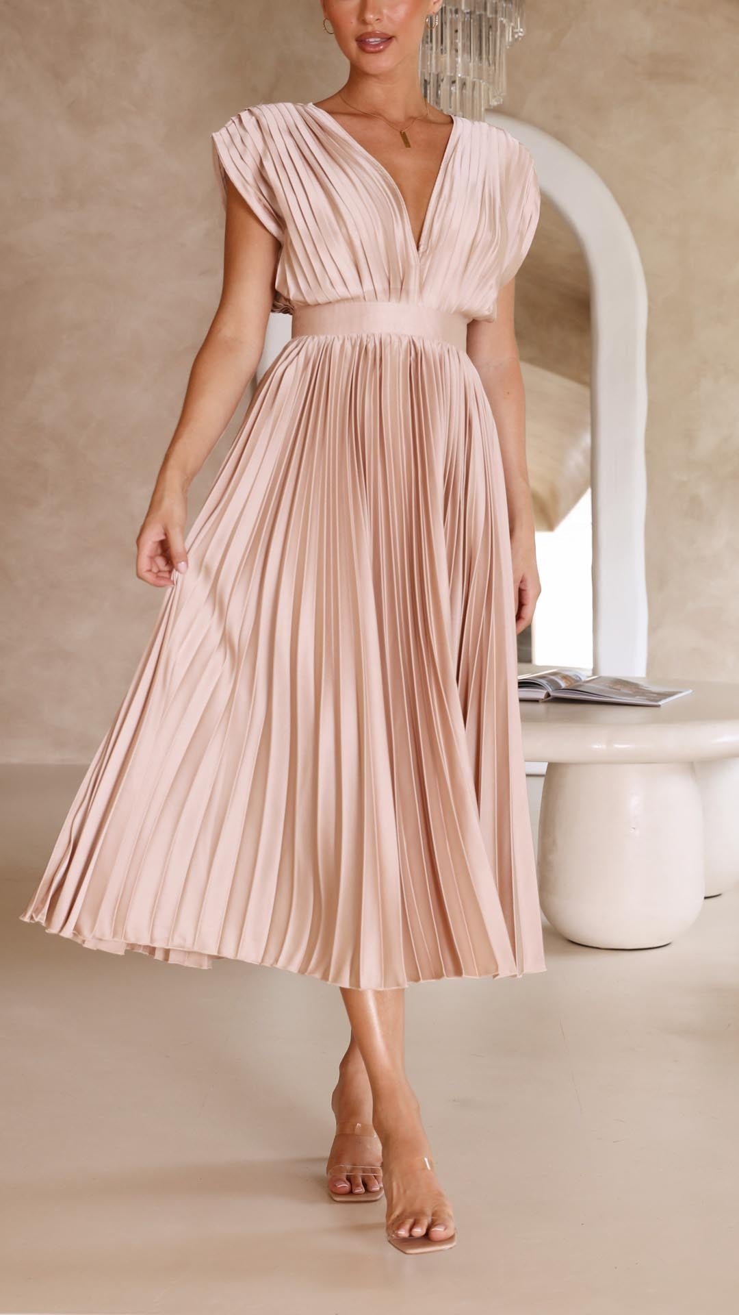 Damen Maxikleid, elegant gefaltet, langes Sommerkleid, perfekt für festliche Anlässe.