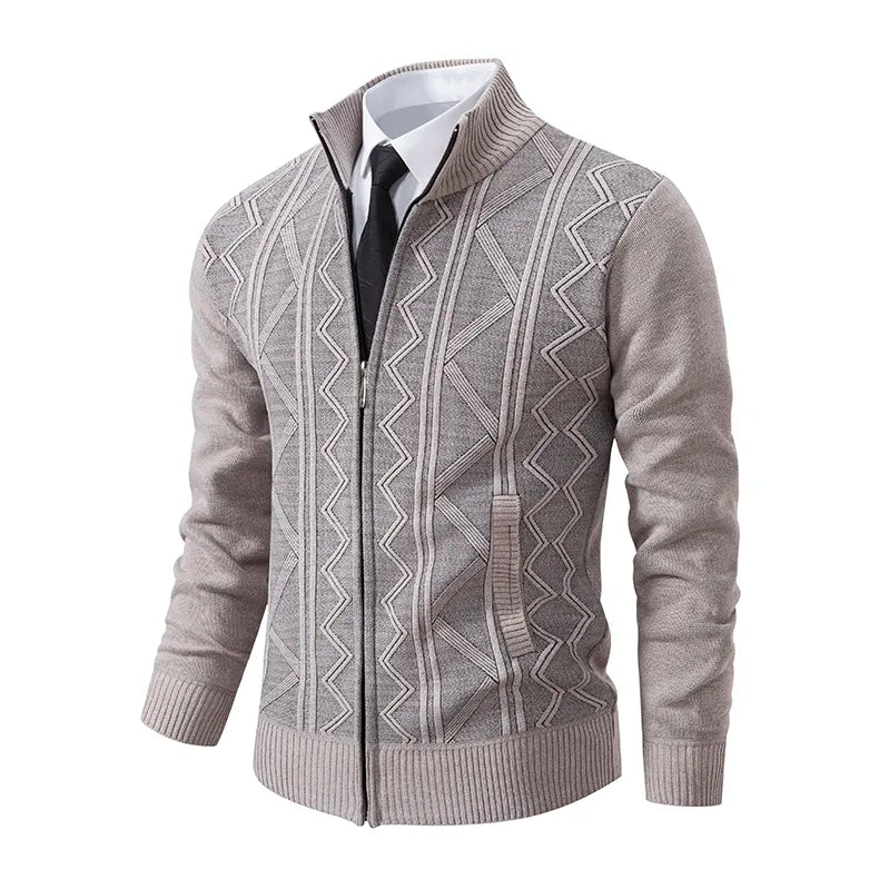 Elegante Bolendo Herren Strickjacke mit Reißverschluss in Marineblau, ideal für Casual- und Business-Looks.