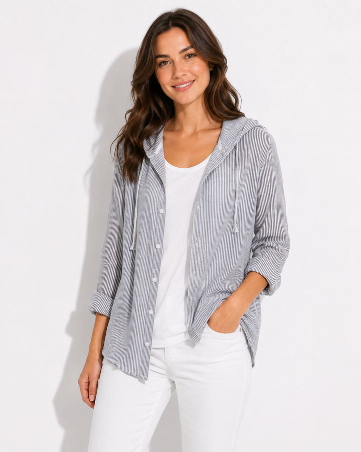 Lässiger Chic: Damen Kapuzenbluse für den Alltag. Moderne Freizeitmode mit bequemer Passform.
