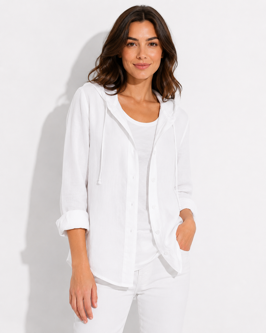 Graue Damen Hoodie Bluse, lockere Passform, atmungsaktiver Stoff für lässige Sommer-Freizeitmode.