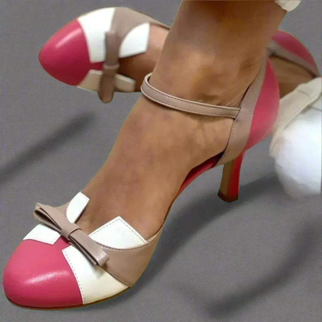 Bequeme blaue Damen Pumps mit Schleife und mittelhohem Absatz, klassische Damenschuhe für Sommer & Abend.