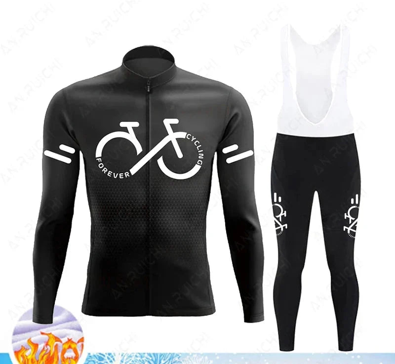 Das perfekte Winter Radsport Set: Thermo Langarm Radtrikot für Herren & Damen, atmungsaktiv.
