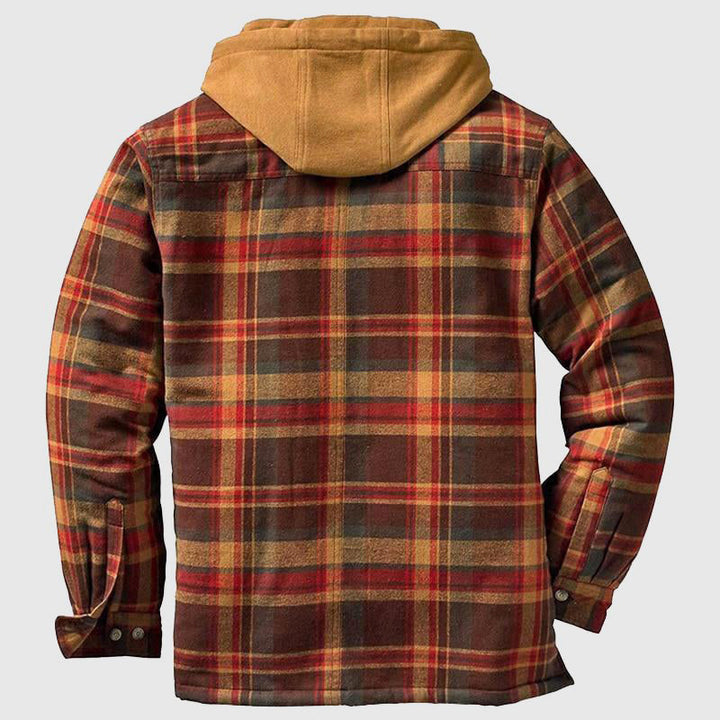 Moderne Herren Plaidjacke, robust und warm, vielseitig als Freizeitjacke oder Outdoorjacke für kühle Temperaturen.