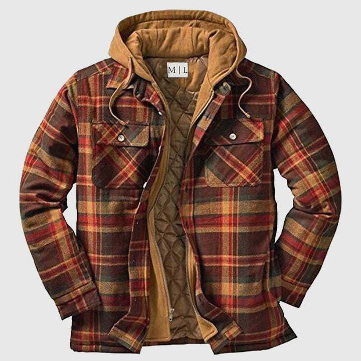 Warme Herren Karo Jacke, perfekt als Winterjacke oder Übergangsjacke für kühle Tage, robust und stilvoll.