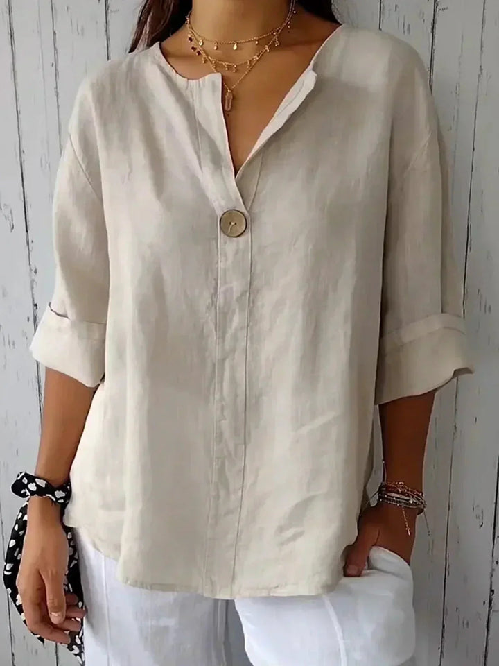 Damen V-Ausschnitt Top, locker geschnitten, elegantes Kurzarm-Shirt für Frühling & Sommer.