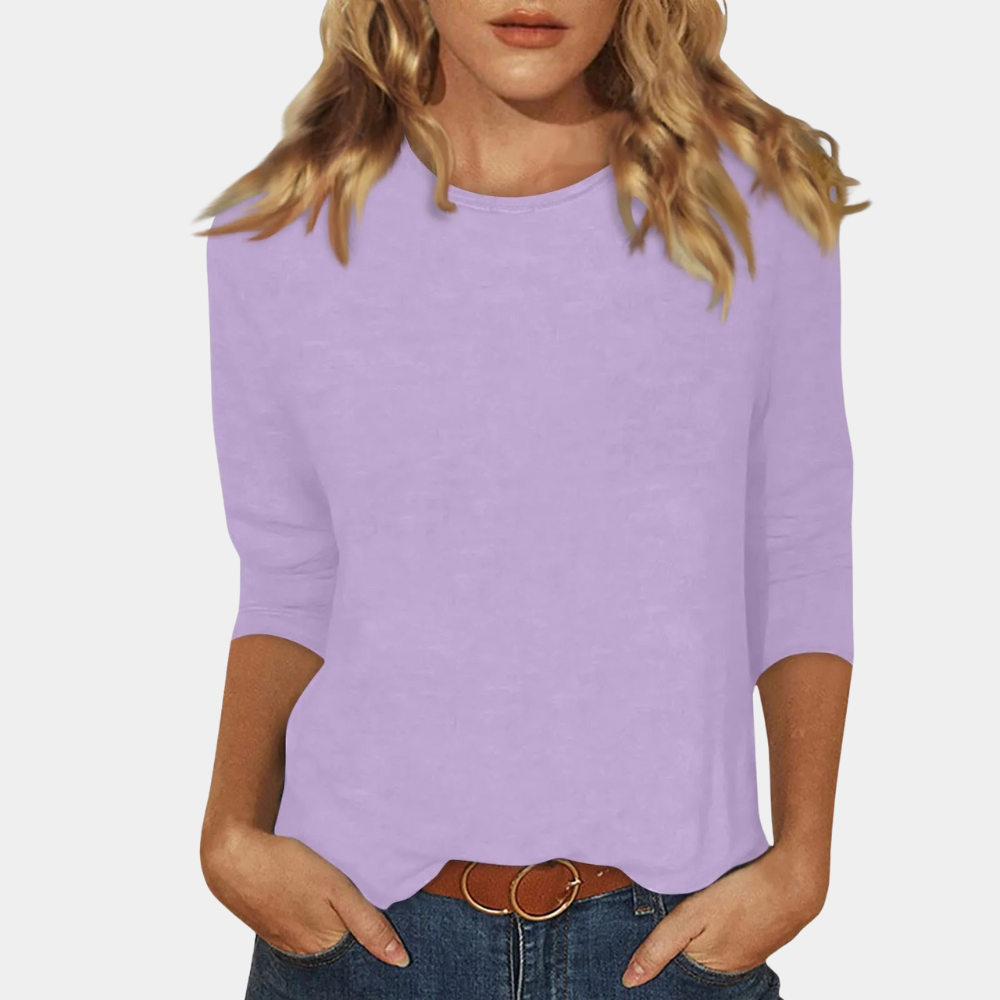 Weiches Damen Dreiviertelarm-Shirt mit Rundhals, perfekt für Frühling, Sommer & lässige Alltagslooks. Vielseitige Damenmode.