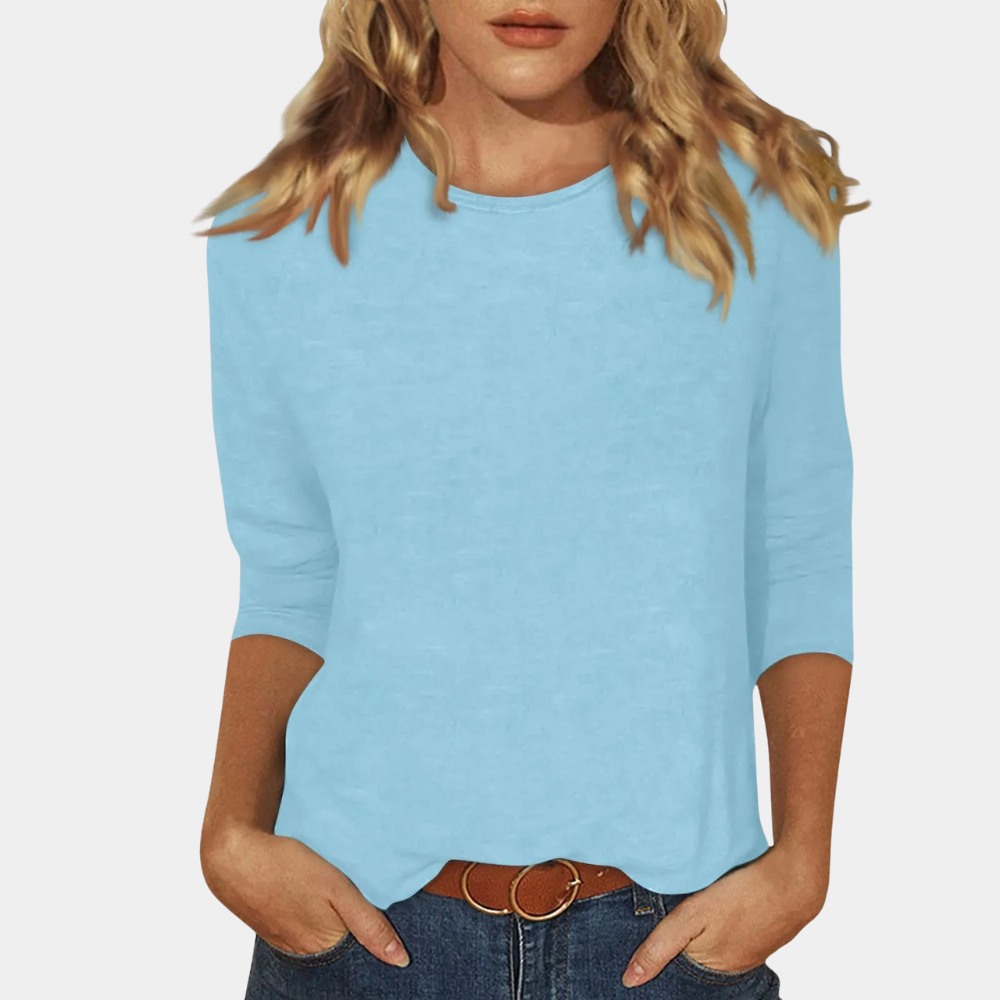Elegantes Damen Dreiviertelarm-Shirt, Basic Design, komfortabel & atmungsaktiv. Ideal als Übergangsmode im Frühling/Sommer.