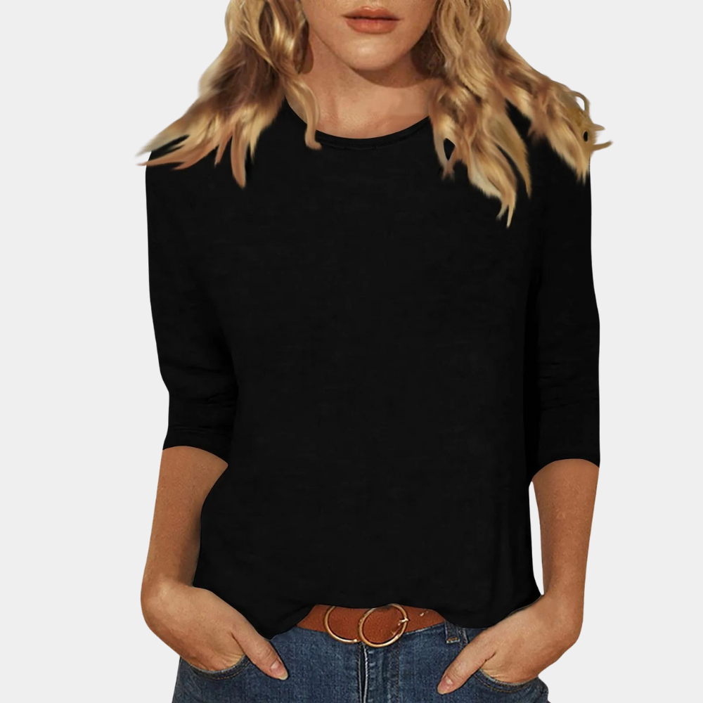 Damen Dreiviertelarm-Shirt in zeitlosem Design. Weiches Rundhals-Oberteil, komfortabel für Freizeit & Alltag.