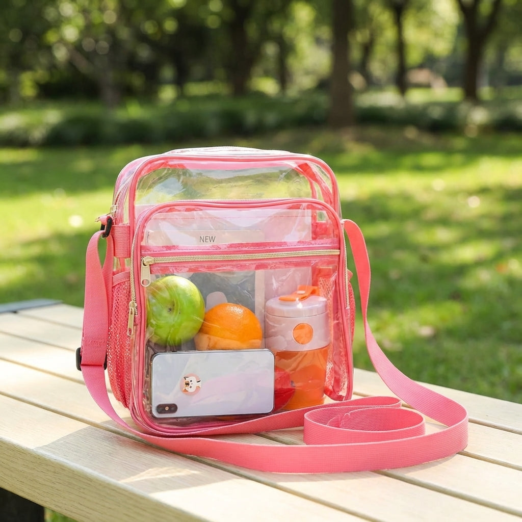 Transparente Unisex Crossbody-Tasche für Events und Konzerte, mit verstellbarem Gurt.