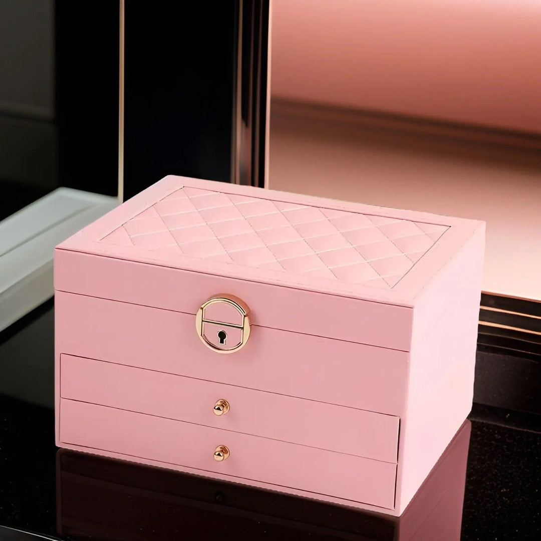 Hochwertiger Damenschmuckkasten aus PU-Leder, ein elegantes Geschenk für organisierte Schmuckliebhaberinnen.