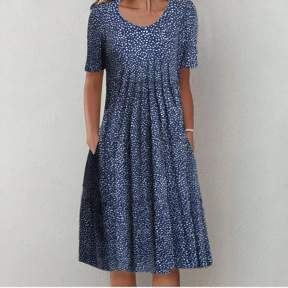 Bequemes Damen Midi-Sommerkleid Lina aus Baumwolle mit Ärmeln, ideal als Freizeit- & Urlaubskleid.