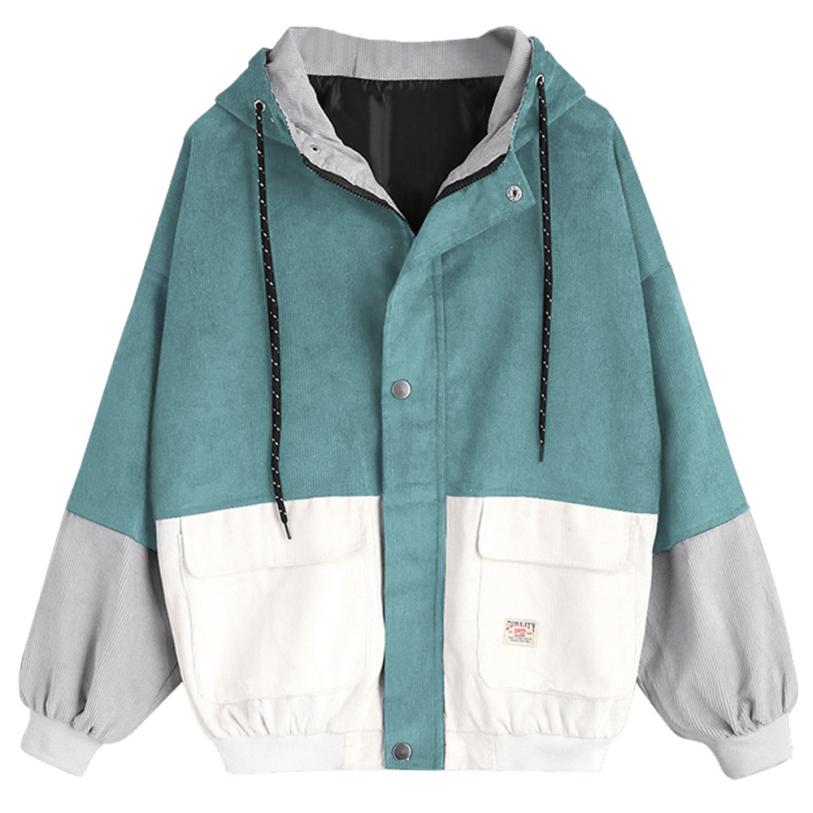 Moderne Damen Blouson-Übergangsjacke mit Kapuze. Bequeme Freizeitjacke für Frauen, ideal für kühle Tage.
