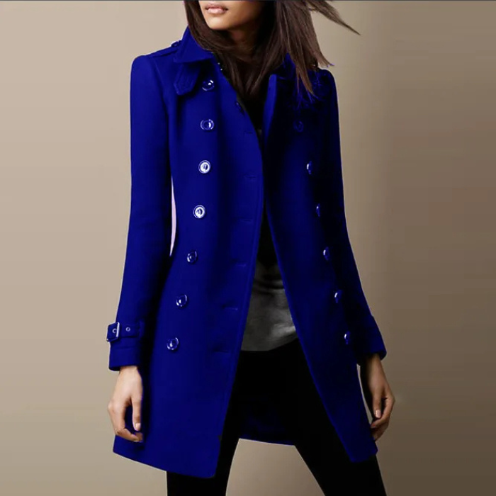 Stilvoller Damen Mantel Doppelreiher, vielseitig als Übergangs- oder Winterjacke. Zeitlose Eleganz für Damenmode.