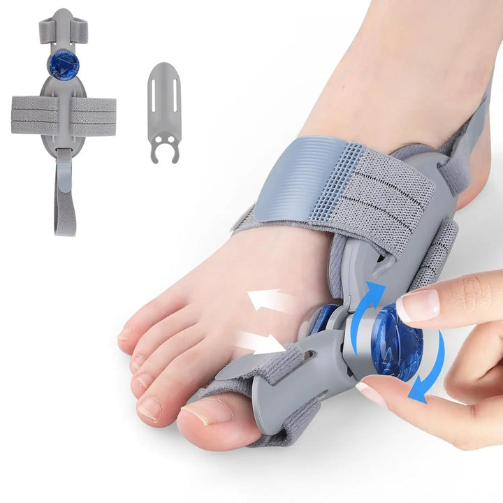 Verstellbare Hallux Valgus Schiene für schmerzfreie Zehenkorrektur. Fördert Fußgesundheit und Komfort.