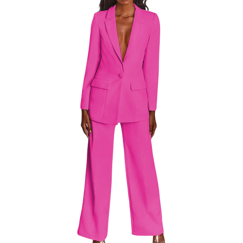 Stilvolles Damen Business Blazer & Hose Set, bordeaux, perfekt für einen eleganten Büro-Look.