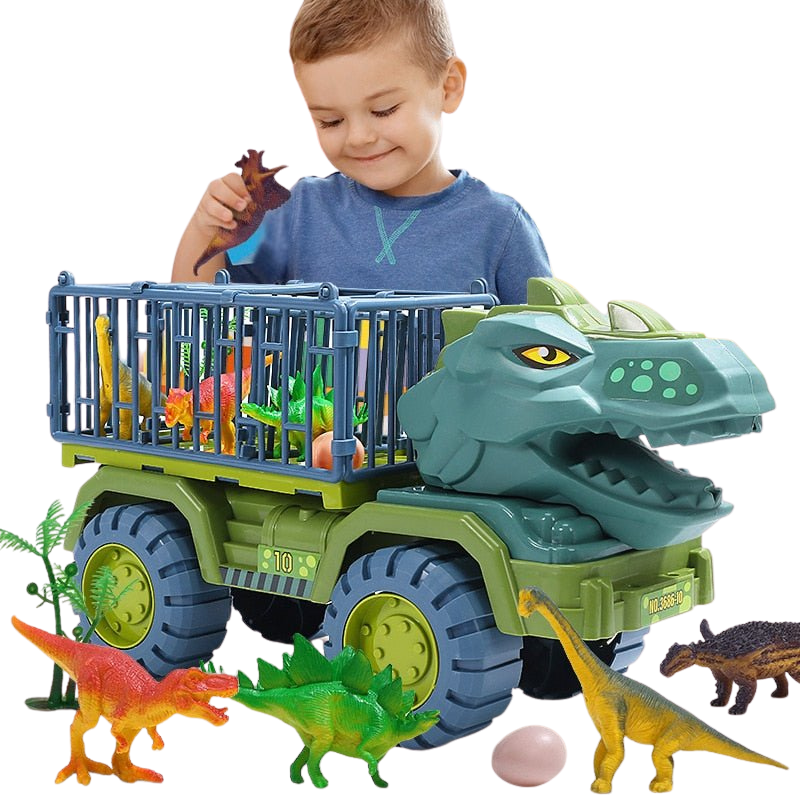Dinosaurier & Fahrzeug Spielset für Kinder mit realistischen Dinos und robustem Geländewagen; perfekt für prähistorische Abenteuer.