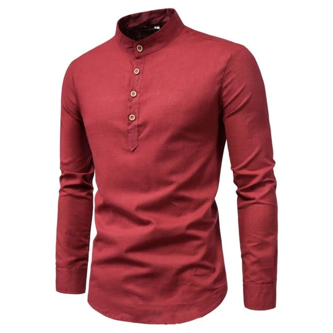 Vielseitiges Herren Trachtenhemd Slim Fit mit Stehkragen. Für festliche Anlässe, Oktoberfest & Freizeit.