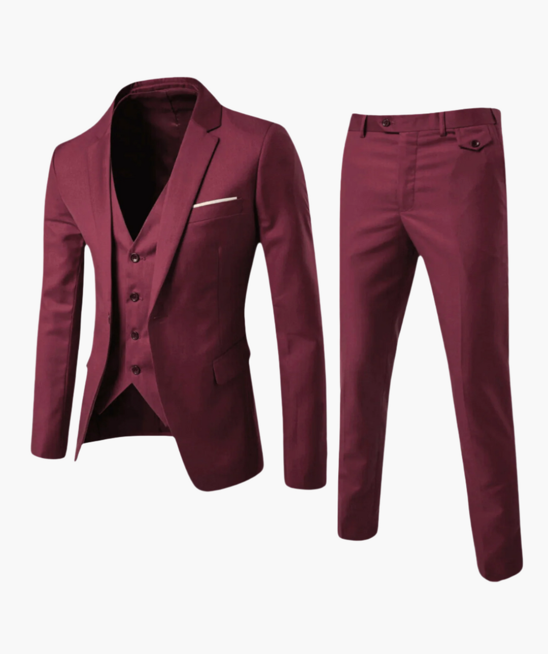 Klassischer Herren Dreiteiler Anzug für formelle Anlässe. Besteht aus Sakko, Weste und Hose. Zeitlos elegant.