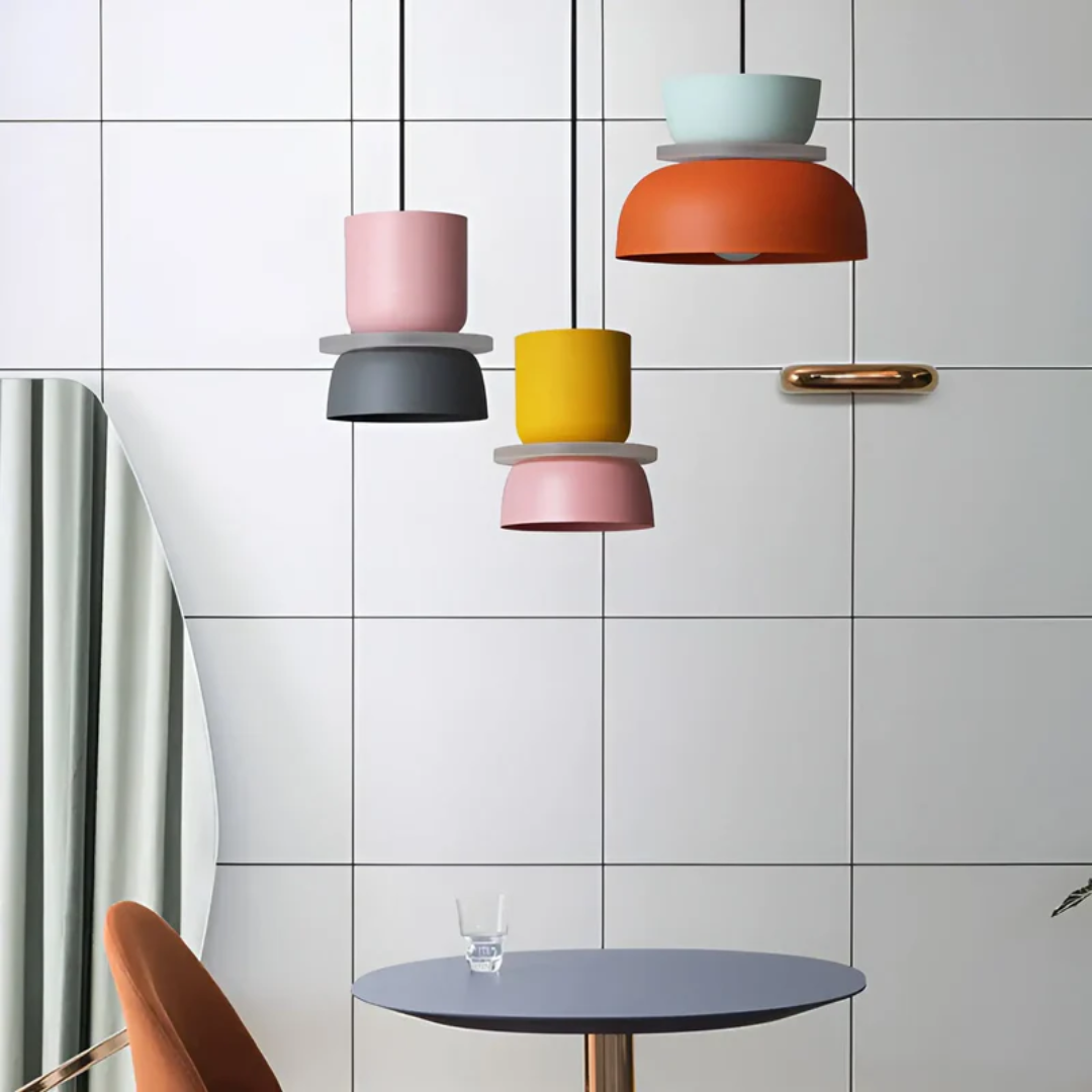 Bunte Macaron Pendelleuchte, LED Hängelampe, modernes Design.