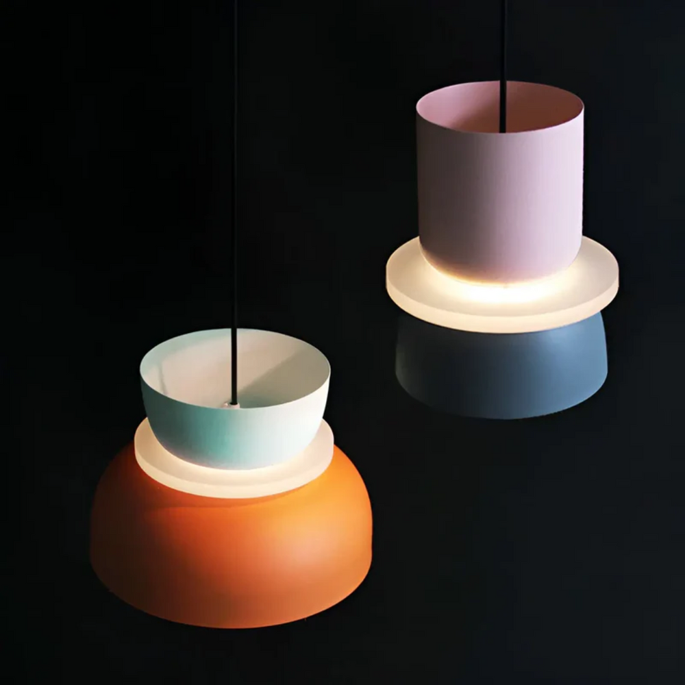 Farbenfrohe Macaron Hängelampe, LED Pendelleuchte, dekorative Beleuchtung für Esszimmer.