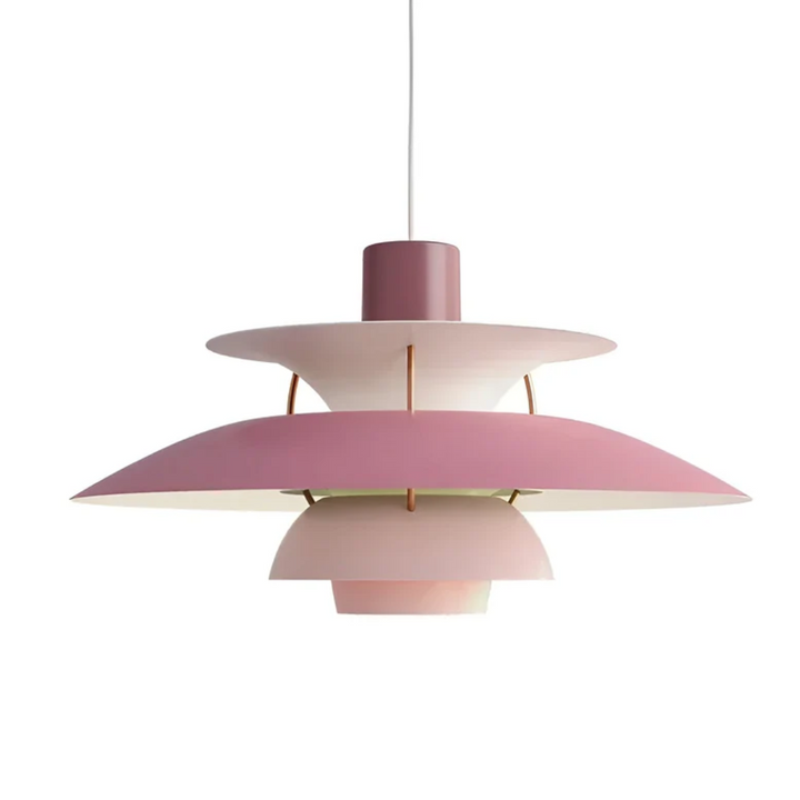 Futuristische bunte LED Pendelleuchte, ein Highlight moderner Innenarchitektur.
