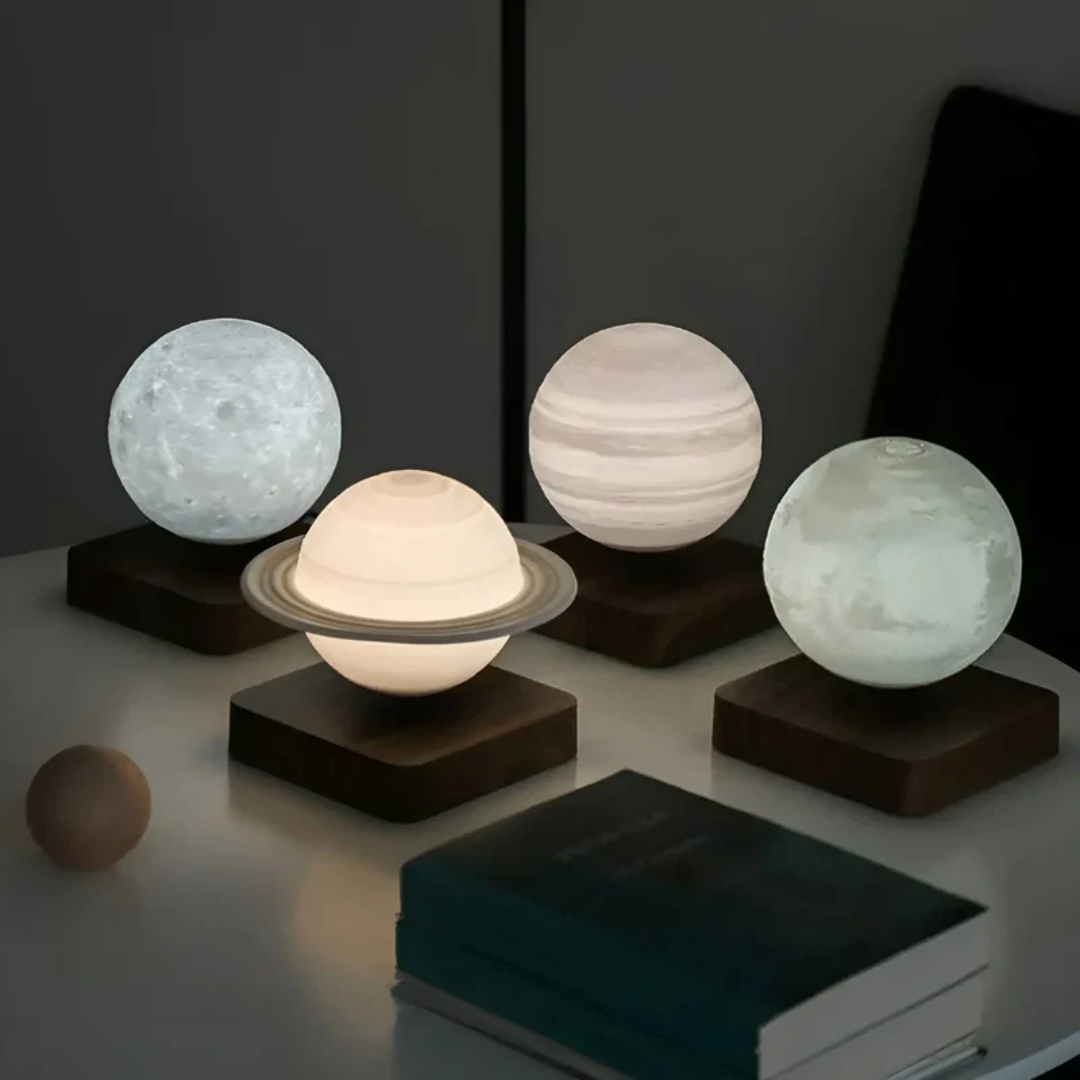 Atmosphärisches Nachtlicht: LumoRise schwebende Mondlampe mit Touch-Steuerung, LED für entspanntes Wohnzimmer-Ambiente.