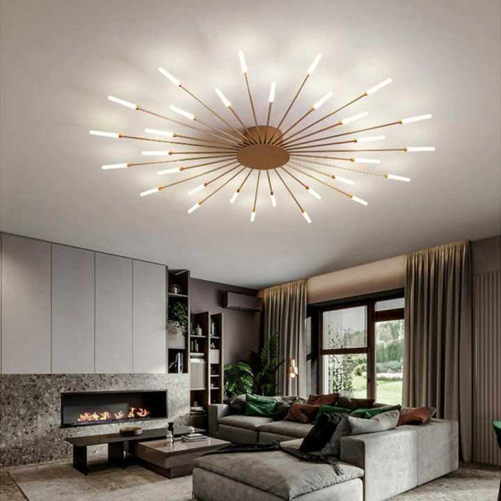 Goldene LED-Deckenleuchte, Design, groß. Für anspruchsvolle Innenräume & luxuriöses Licht.