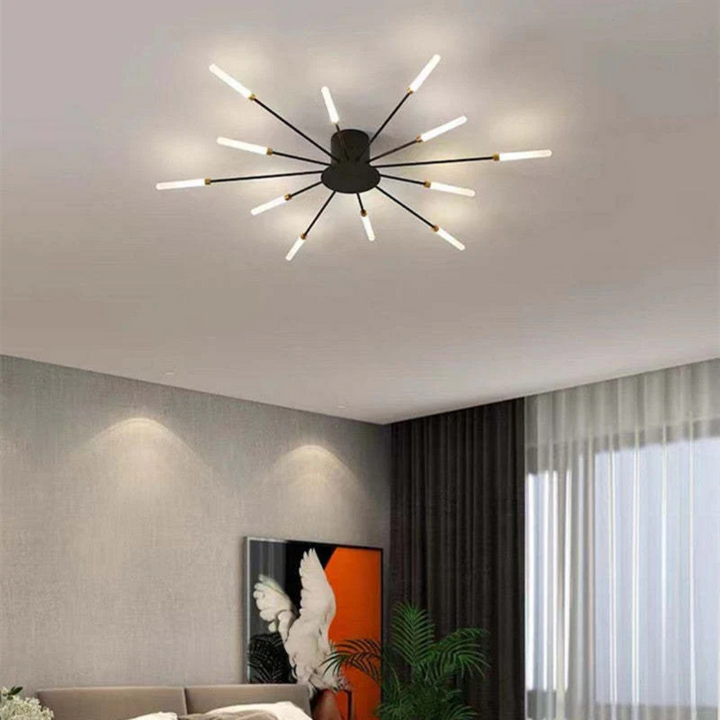 Goldene LED-Designleuchte, groß & dimmbar. Exklusive Beleuchtung für Schlafzimmer & Flur.