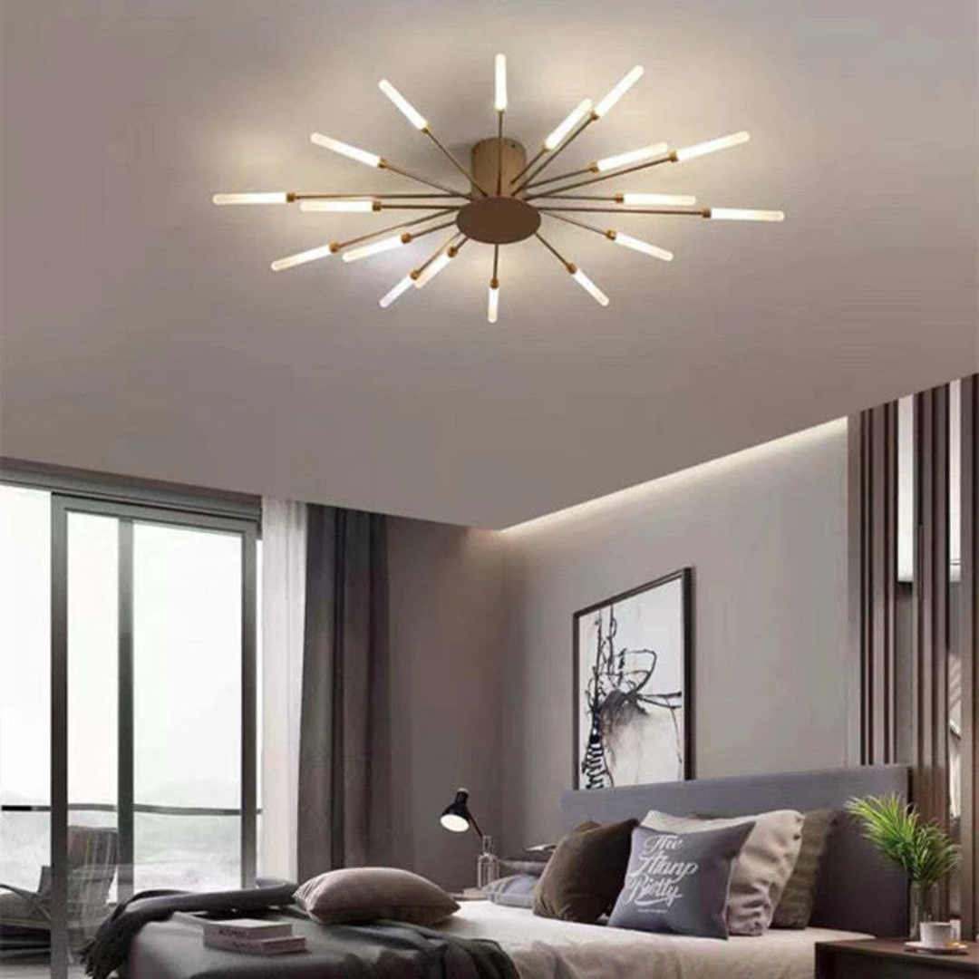 Schwarze große LED-Deckenleuchte, modernes Design. Ideal als Wohnzimmer- oder Schlafzimmerlampe.