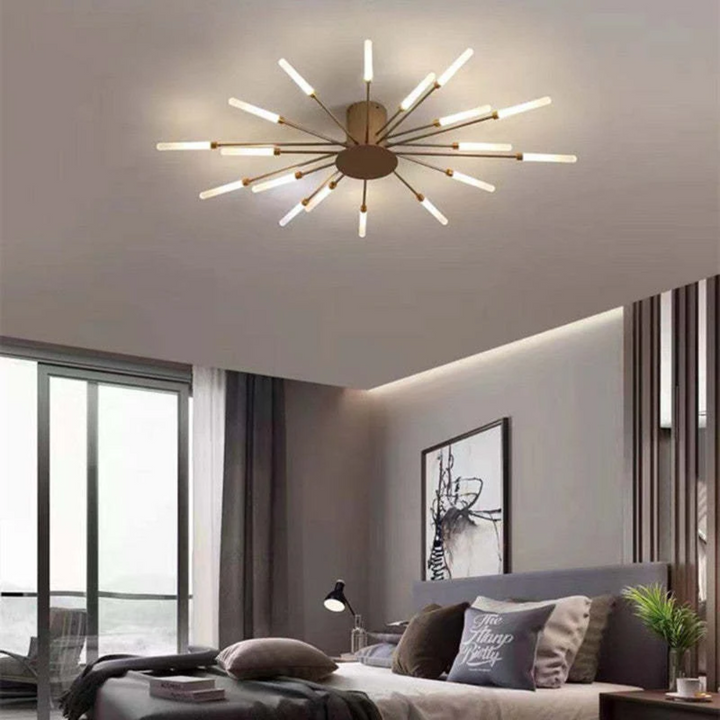 Schwarze große LED-Deckenleuchte, modernes Design. Ideal als Wohnzimmer- oder Schlafzimmerlampe.