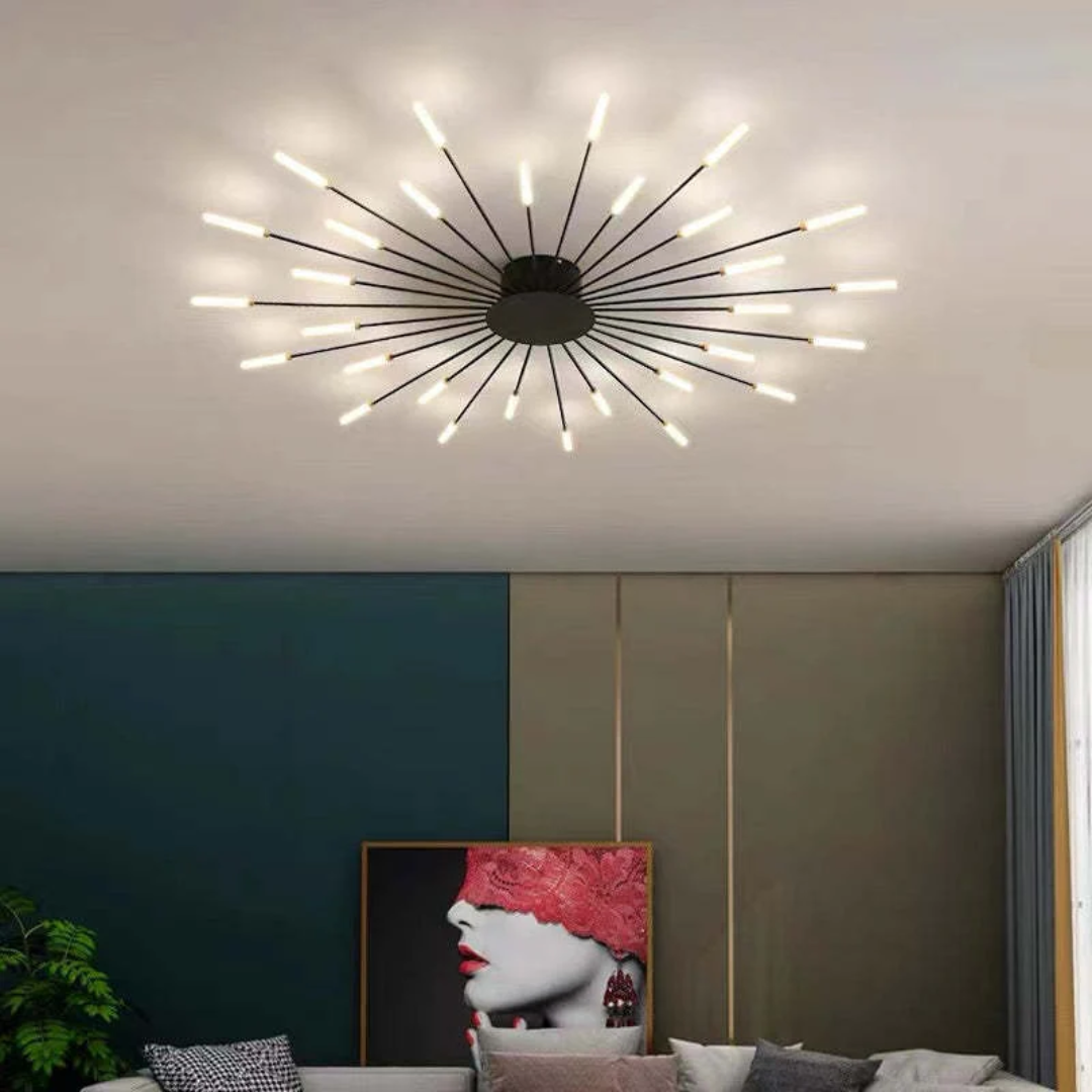 Dimmbare goldene LED-Deckenleuchte, stilvoll. Moderne Lampe für Wohnzimmer & Schlafzimmer.