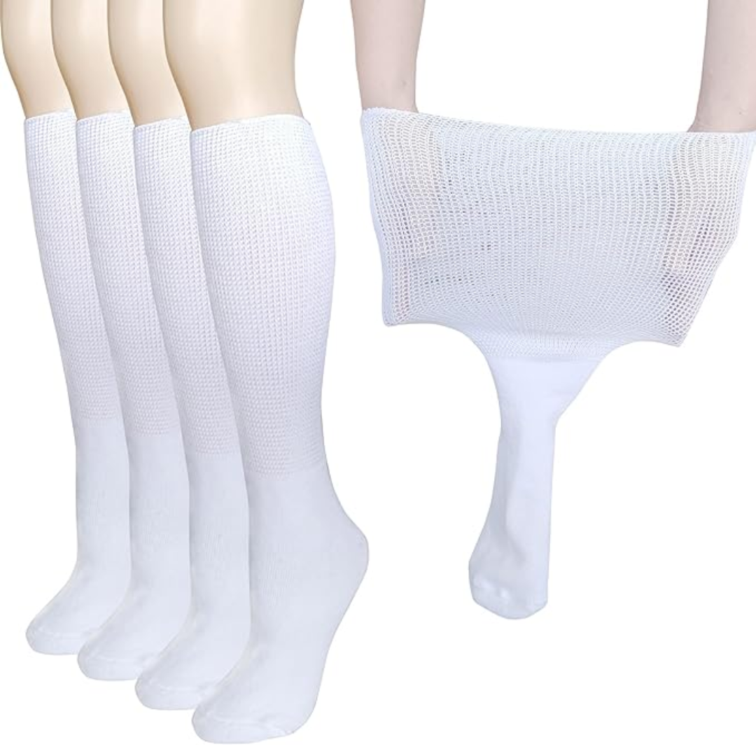Unisex extra breite Lymphödem- & Diabetiker-Socken (2 Paar) für Komfort bei Schwellungen.