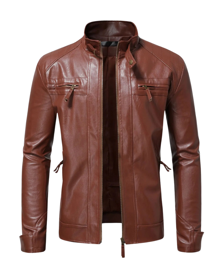 Moderne schwarze Herren Slim Fit Jacke mit Reißverschluss. Perfekt für Business-Casual und Freizeitoutfits.