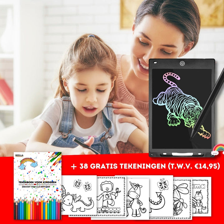 Kinder LCD-Zeichentablett in blau für kreatives Malen und Lernen unterwegs, digitales Spielzeug.