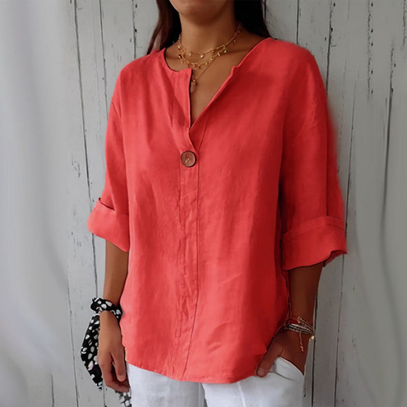 Bequeme Damen Sommerbluse im Casual Look, lockerer Schnitt, kurzärmlig, perfekt für leichte Sommeroutfits.