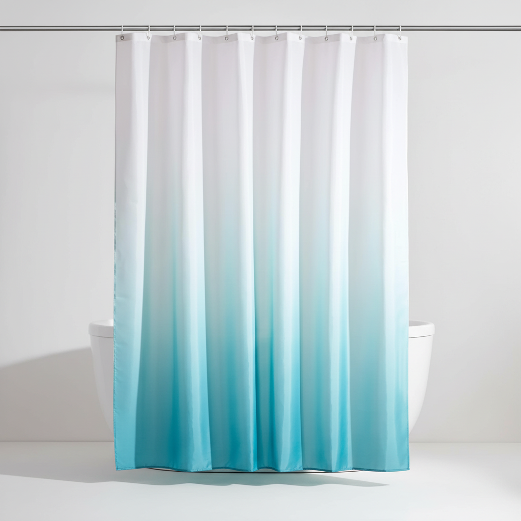 Trendiger Duschvorhang aus verdicktem Polyester mit Farbverlauf, modern und wasserabweisend im Bad.