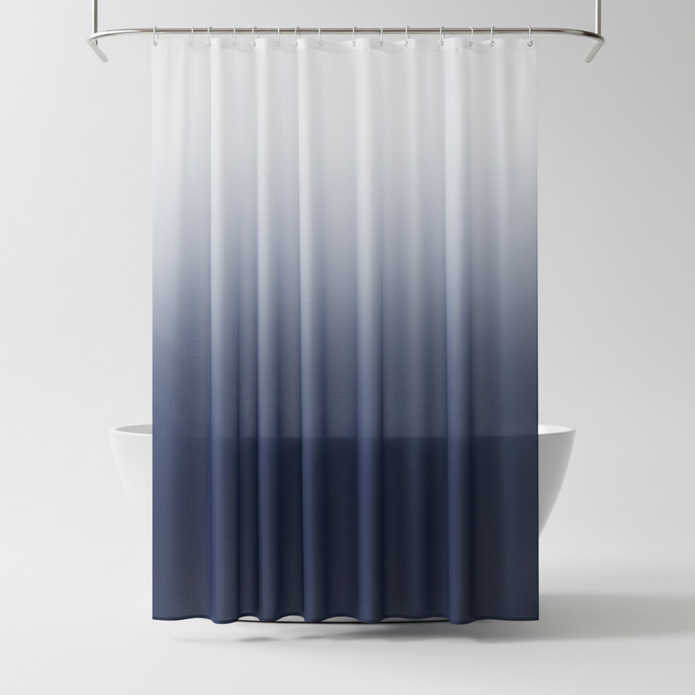 Eleganter Duschvorhang mit Farbverlauf aus verdicktem Polyester, wasserabweisend und pflegeleicht.
