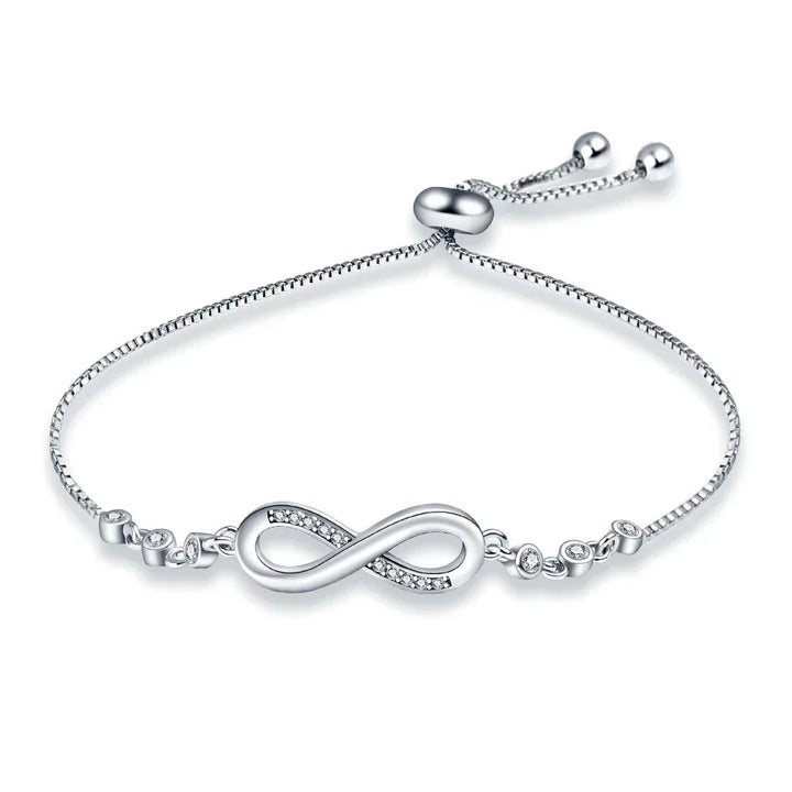 Schmuck-Geschenkidee: Verstellbares 925 Sterling Silber Ewigkeitsarmband für Damen, zeitlos schön.