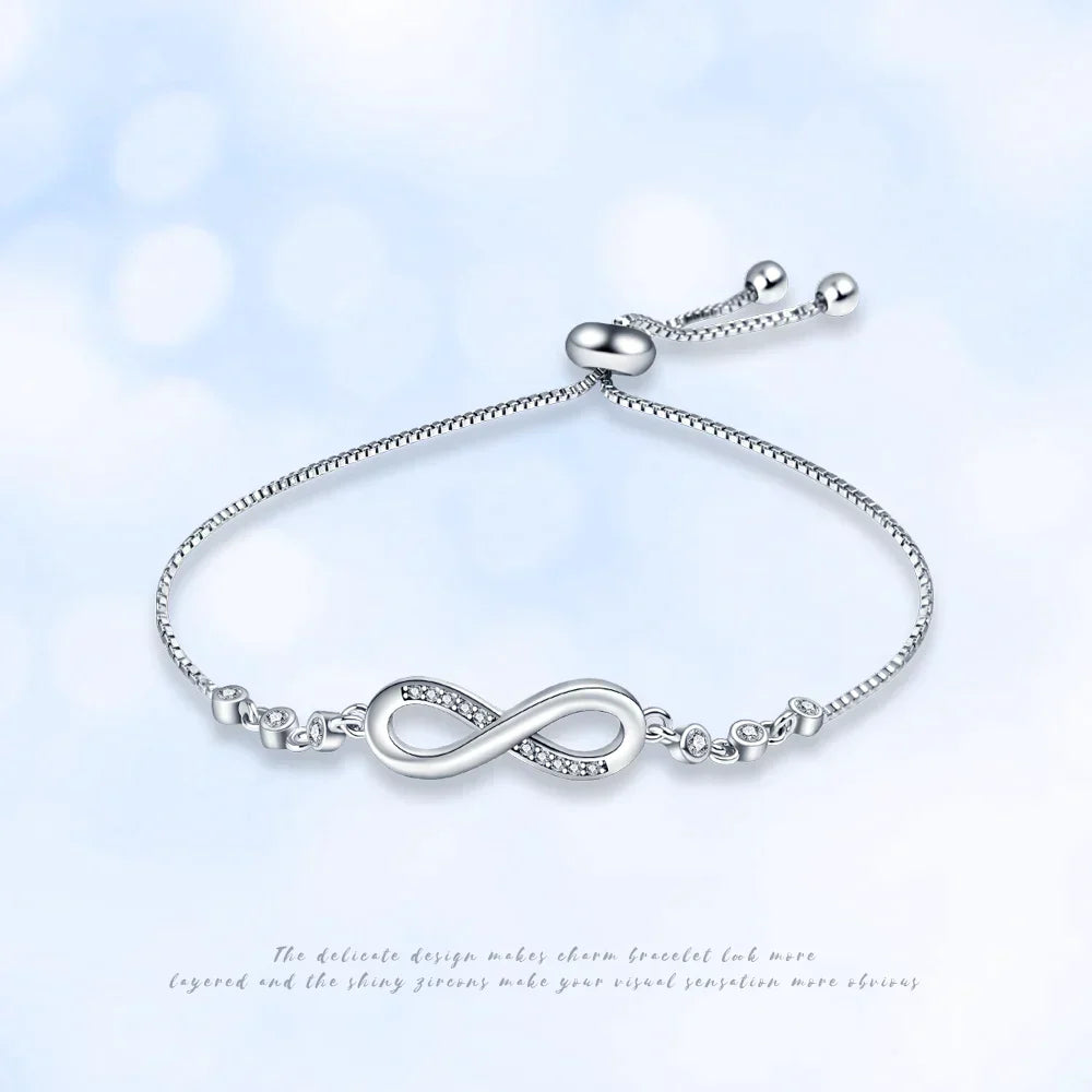 Glänzendes Damen Zirkonia Armband aus 925 Sterling Silber, verstellbar, ein stilvolles Ewigkeitsband.