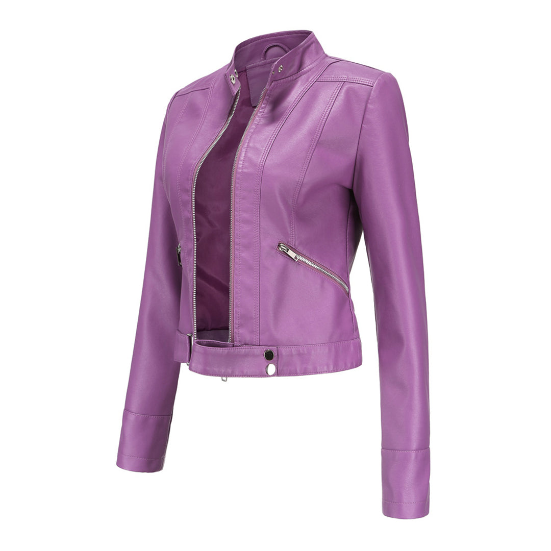 Klassische Damen Lederjacke, vielseitig kombinierbar. Perfekt als Übergangsjacke für Herbst, Frühling und Büro.