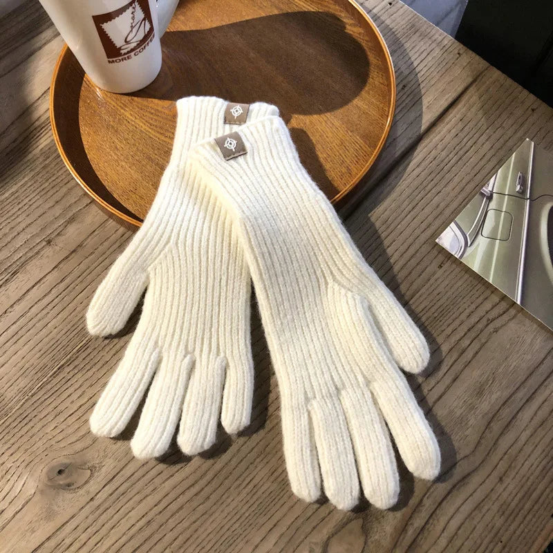 Gemütliche gestrickte Winterhandschuhe für Damen, bieten optimalen Kälteschutz. Modische Freizeithandschuhe.