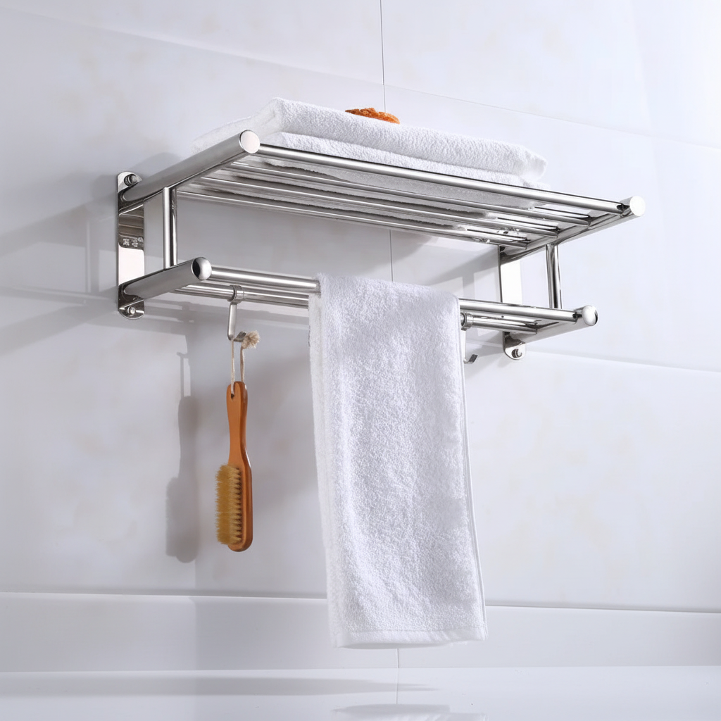 Eleganter Toweluxe Handtuchhalter aus Edelstahl, wandmontiert, schafft Ordnung & Stil im modernen Bad.