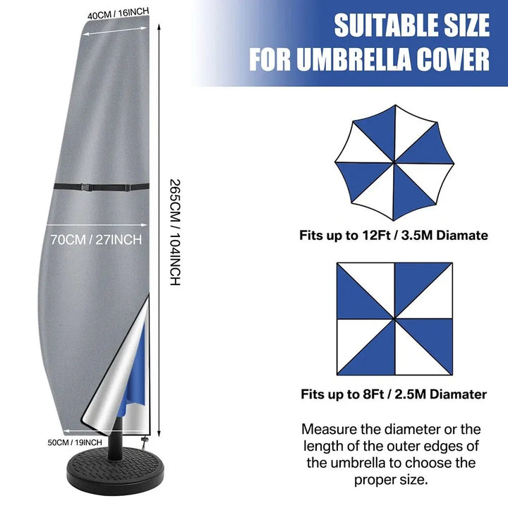 Outdoor-Sonnenschirm Abdeckung: Robust, wasserdicht, mit integriertem Kordelzug für sicheren Halt.