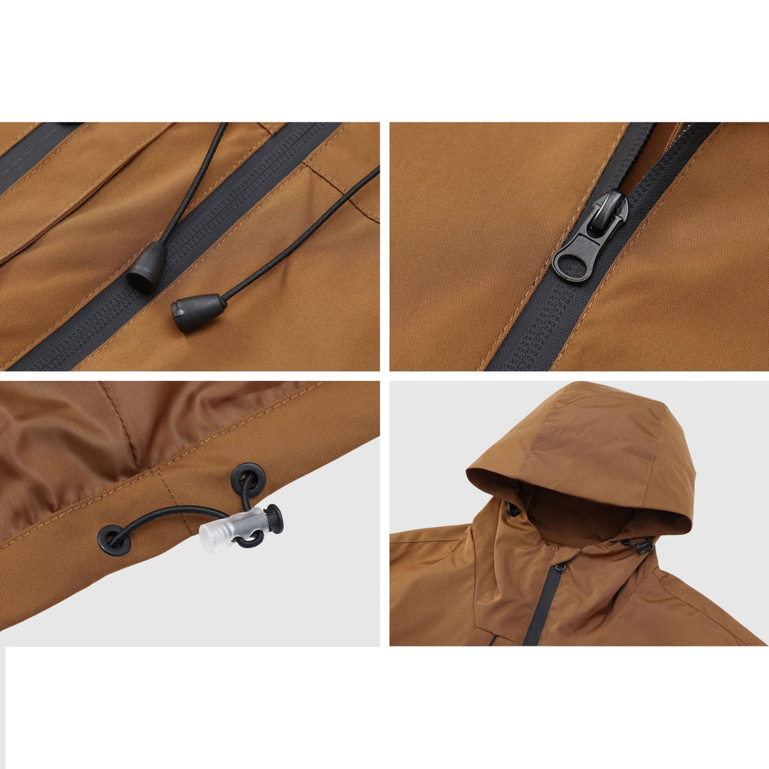 Nahaufnahme des winddichten & wasserabweisenden Materials der Herren Funktionsjacke.