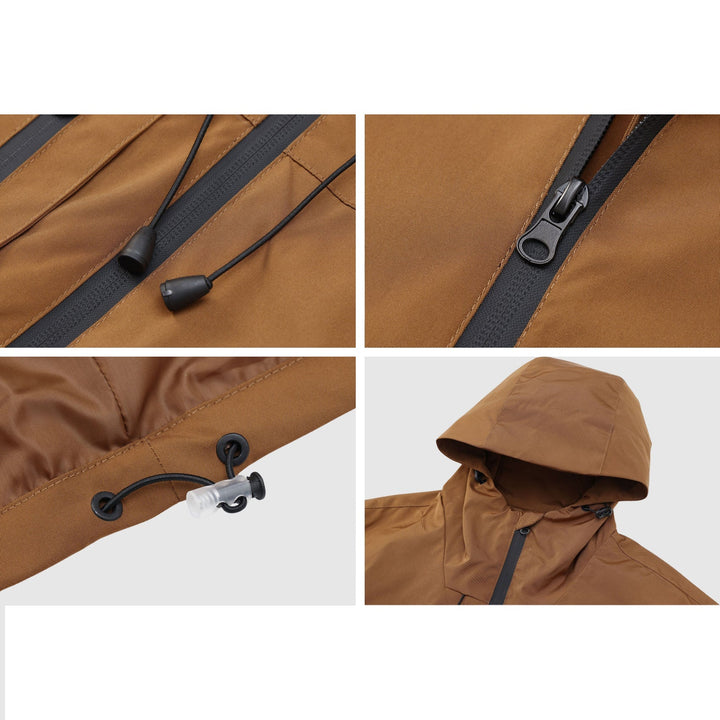 Nahaufnahme des winddichten & wasserabweisenden Materials der Herren Funktionsjacke.