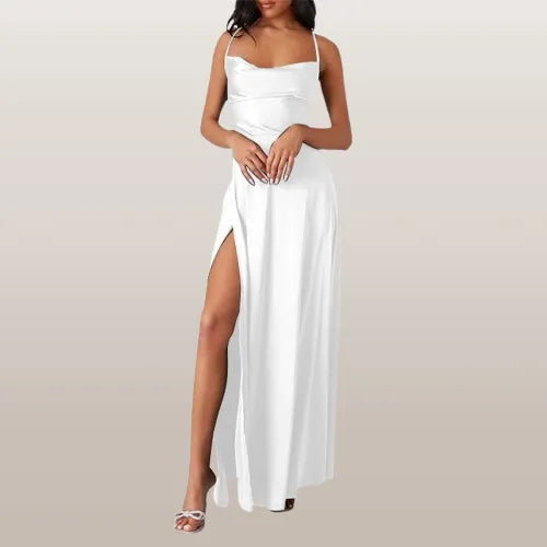 Damen Maxikleid mit fließendem Design, elegant für Sommer und festliche Anlässe. Ärmelloses Abendkleid.
